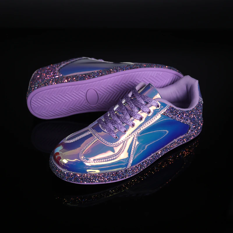Модная блестящая женская повседневная обувь на плоской подошве; Блестящие Кроссовки суперзвезды; роскошная дизайнерская обувь для женщин; разноцветные кроссовки