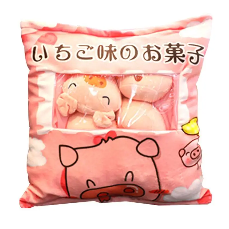 Японский стиль мешок пончиков медведи свиньи закуски подушки-куклы чистая красный одеяло плюшевые куклы супер мягкие Девушки Сердце плюшевые игрушки