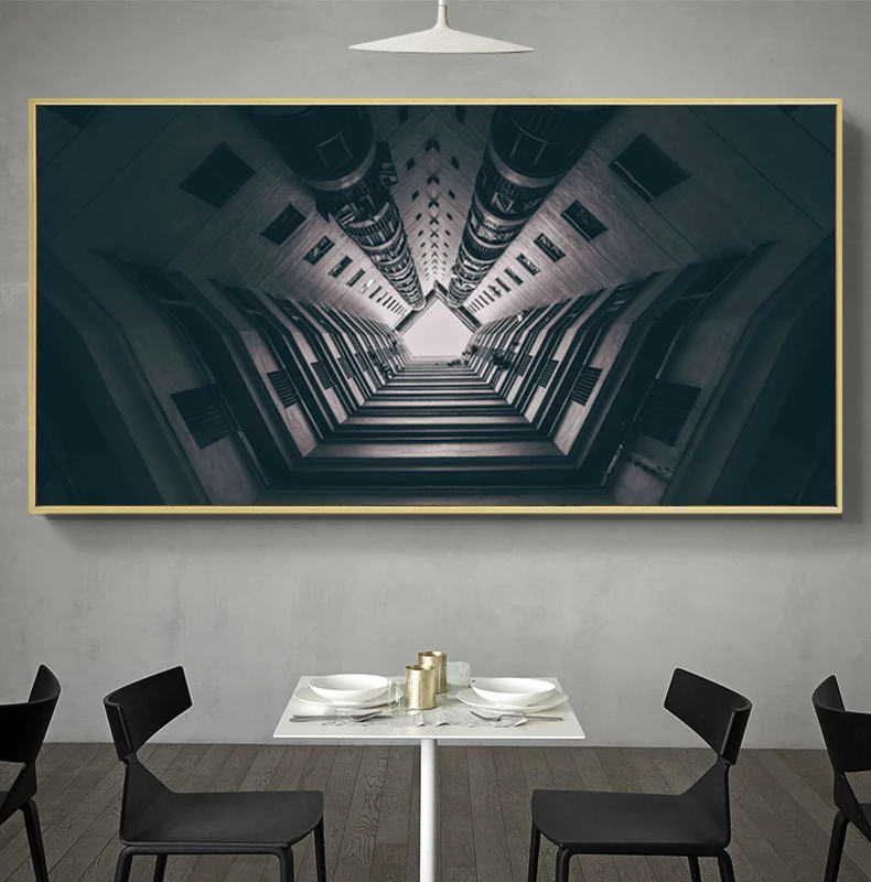 Современный промышленный стиль постер принт черный n Белый Геометрический город холст картина большая настенная художественная картина для гостиной стол