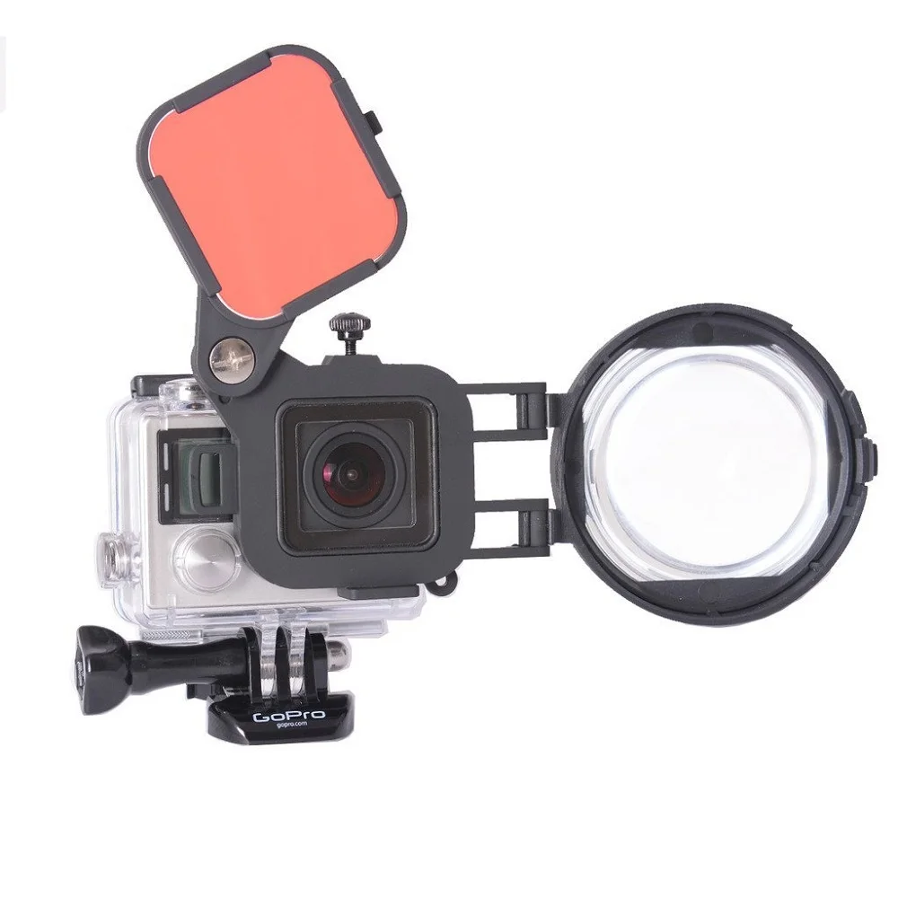 RUIGPRO pour GoPro HERO8 58mm 16X objectif Macro + filtre d'objectif de  plongée rouge / violet + boîtier de plongée Kits de boît