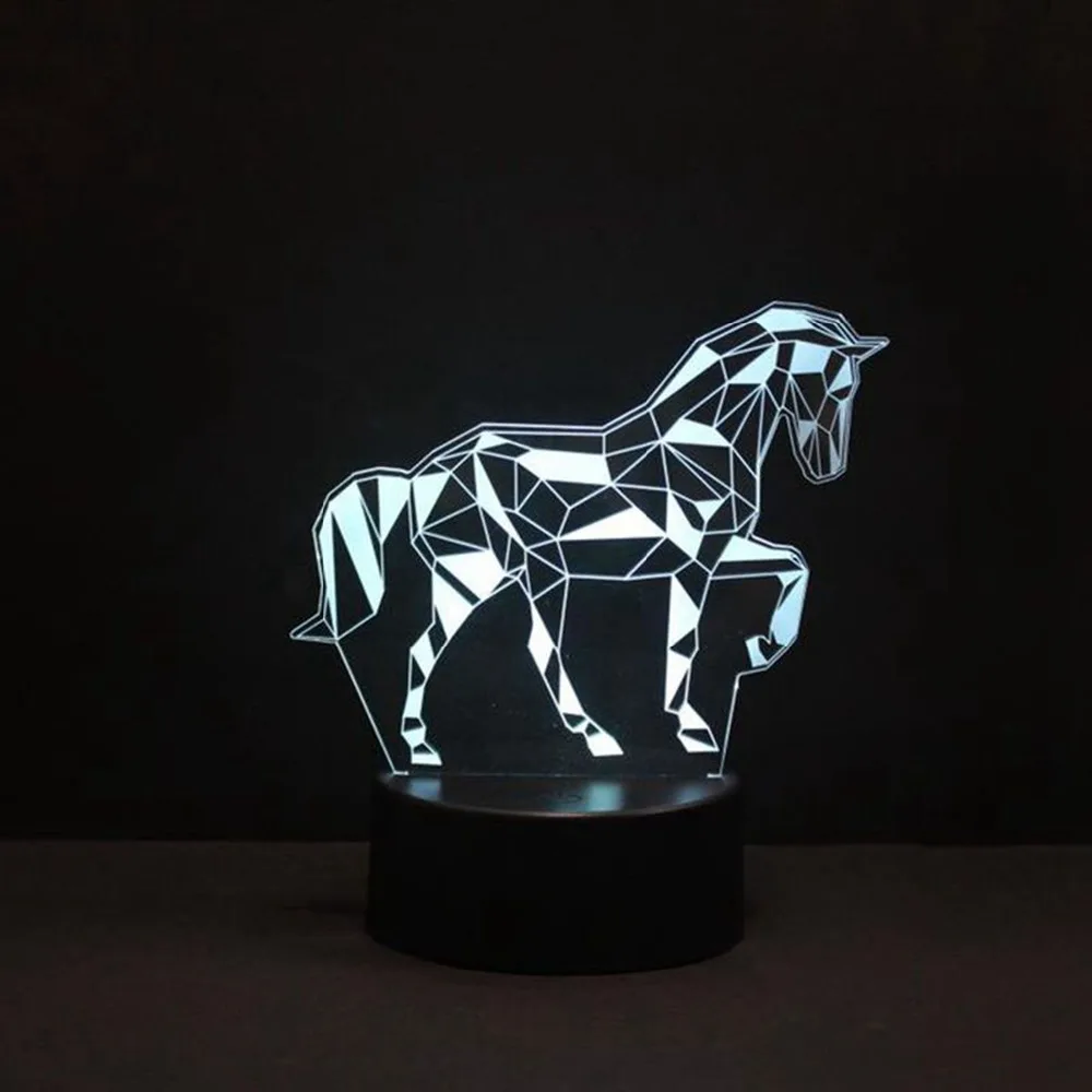 3D светодиодный ночник Единорог Лошадь 7 цветов Изменение сенсорный переключатель голограмма атмосфера Новинка лампа для украшения дома визуальный подарок