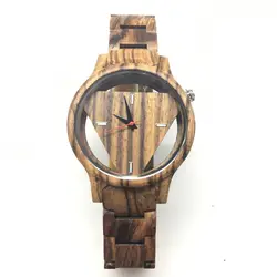 Коричневый полный деревянные часы для мужчин треугольник из древесины с Японией двигаться t Best подарки муж дропшиппинг