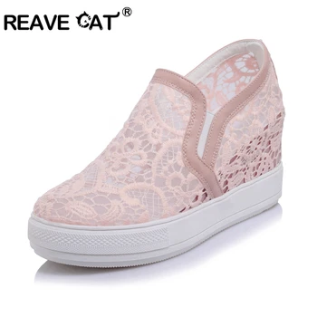 

REAVE CAT Plus size 34-43 New fashion Sexy 13.5cm Ultra high heel Women pumps Round toe Gold Glitter platform wedding shoes A617