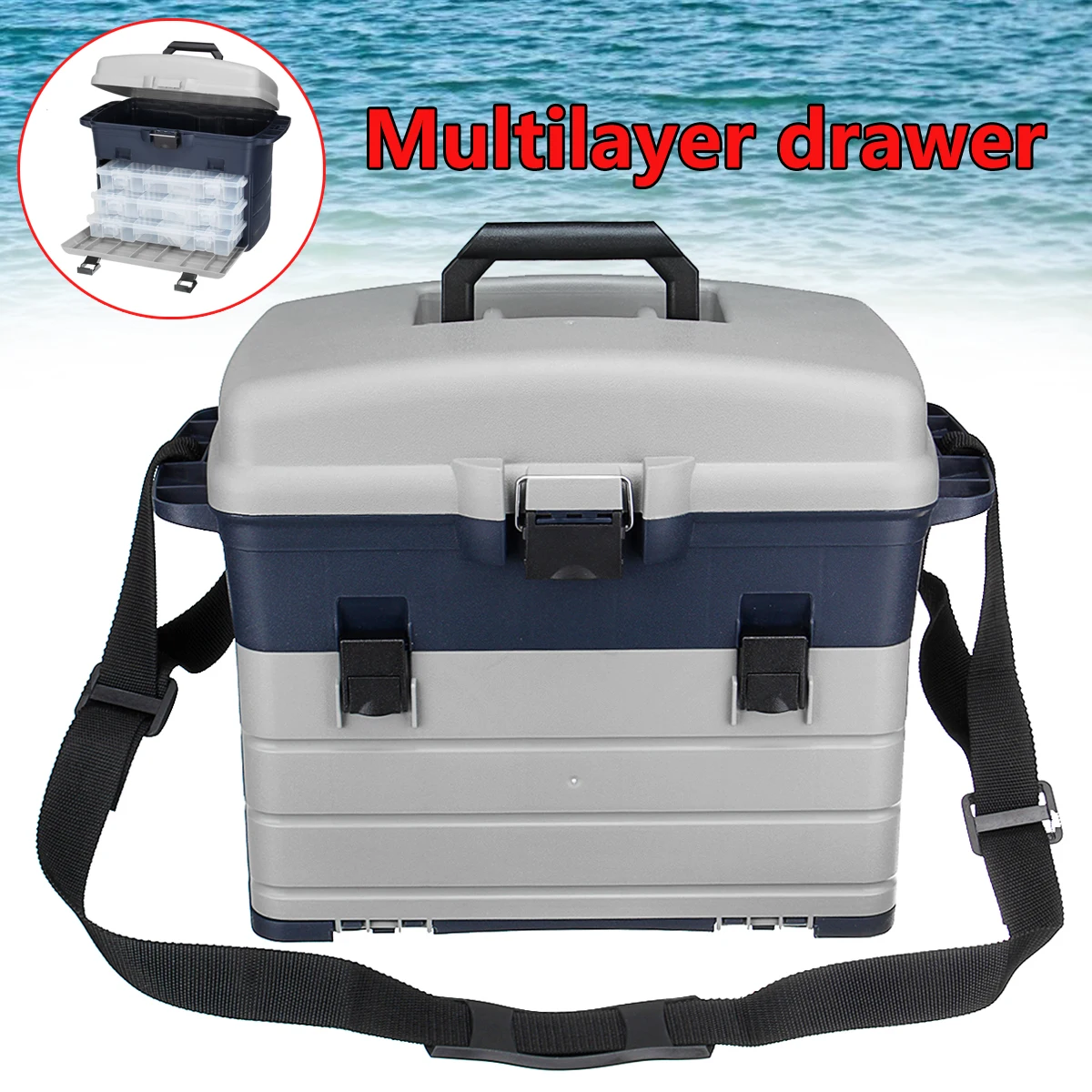 

Outdoor Big Fishing Fish Tackle Box Organizer Tool Hooks Lures Bait Storage Case with Handle LARGE Capacity Shoulder Bag