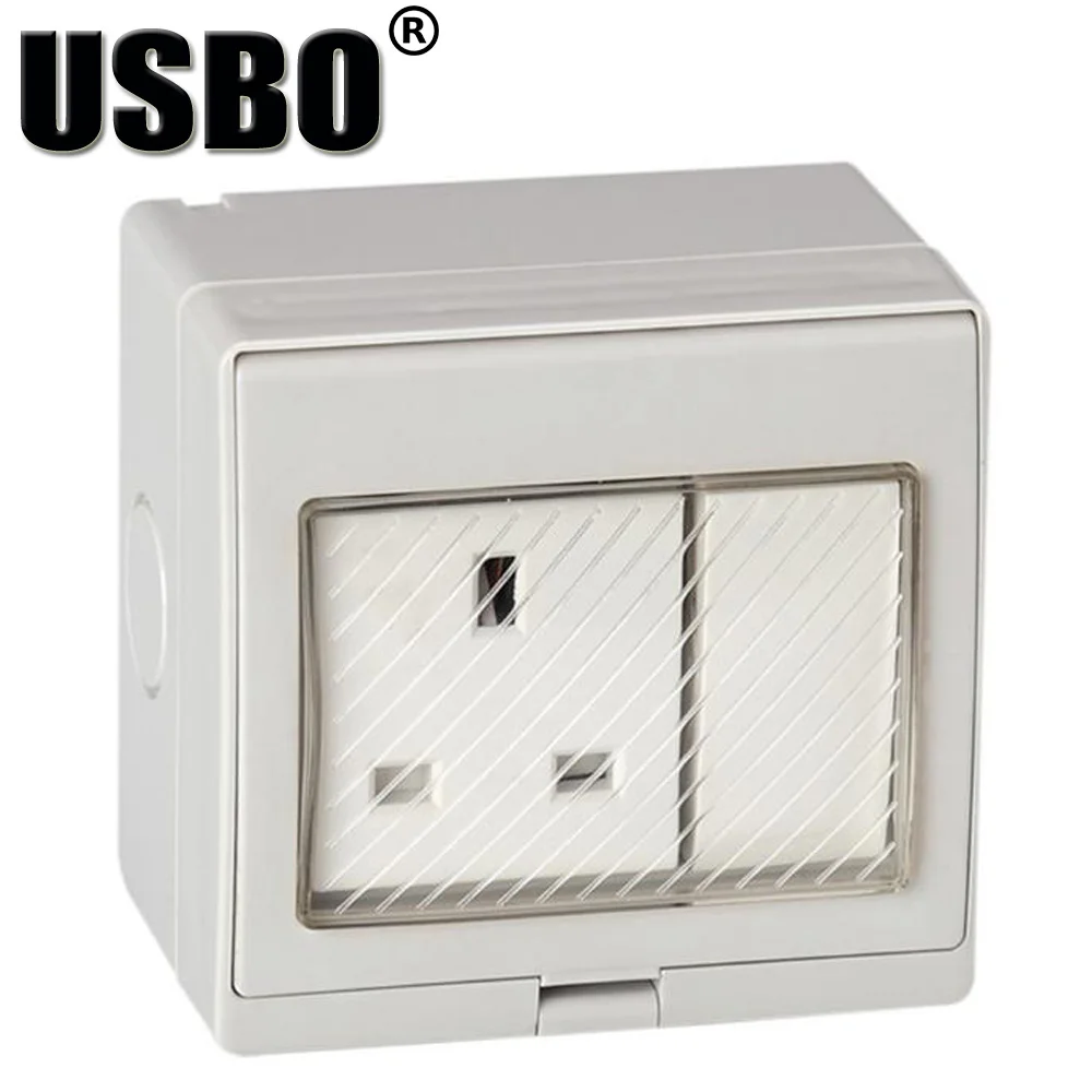 Anti UV British 13A 250V IP55 UK outdoor power socket white British