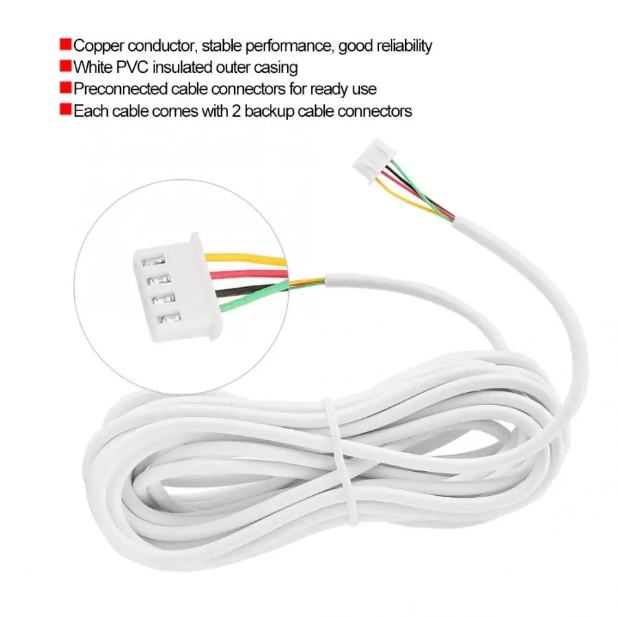 

10m 4-Core Round Flexible Copper Cable Fit For Video Doorbell Intercom System