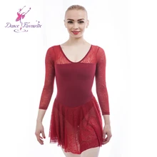 Новое поступление! Дамское кружевное балетное платье, с v-образным вырезом дизайн, высокое качество балетное платье балерина танцевальное платье