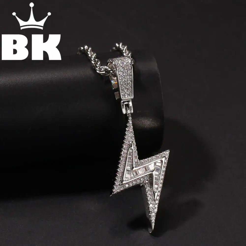 BLING KING Custom ожерелье молния хип-хоп полный сверкающий кубический цирконий Золотой