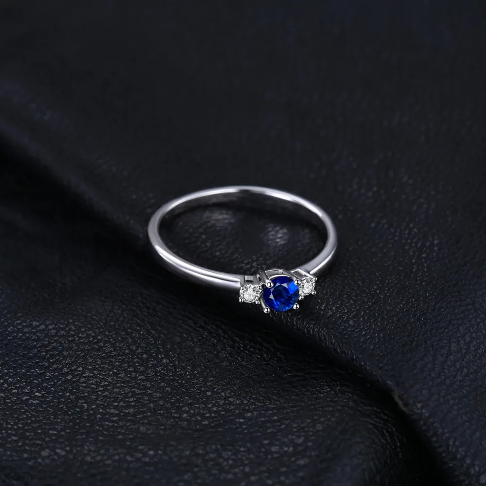Jewelrypalace vytvořil modrá safír 925 mincovní stříbro 3 kameny příslib prsten pro ženy móda drahokam šperků svatební dar