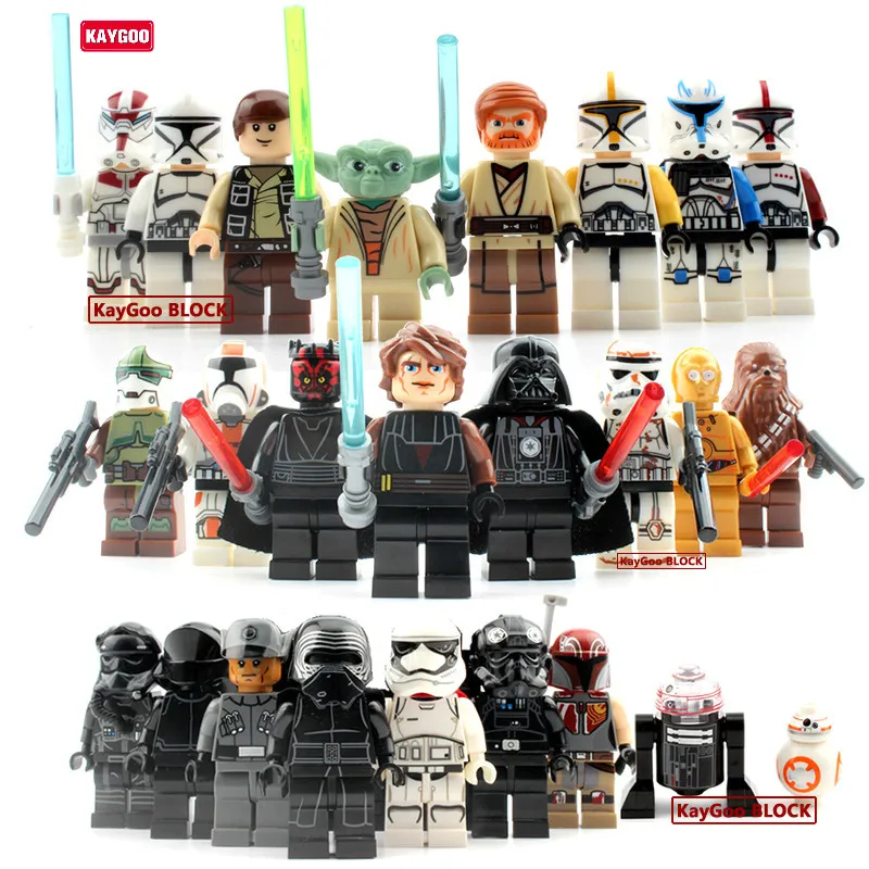 

Kaygoo 24pcs Classic star series space war Yoda Obi-Wan Darth Vader BB8 Figures Building Blocks Brick kids Toy figures