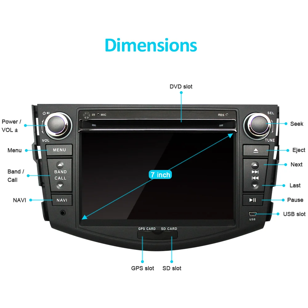 Eunavi 2 Din 7 дюймов Автомобильный dvd-плеер для TOYOTA RAV4 2006 2007 2008 2009 2010 2011 с gps навигацией BT Радио FM/AM RDS карты DVR