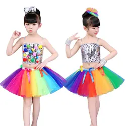 Детская юбка-пачка, трикотажная юбка для девочек, современный танцевальный костюм для детского сада