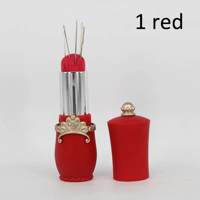 5 швейных игл крафт губная помада в форме швейного инструмента эластичный для самостоятельного изготовления иглы подушечка для булавок держатель иглы портативный выдвижной - Цвет: 1 red