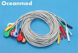 Универсальный соответствующий стандарту din стиль Детская безопасность ЭКГ Holter провода кабель, 10 Leadwires оснастки комплект