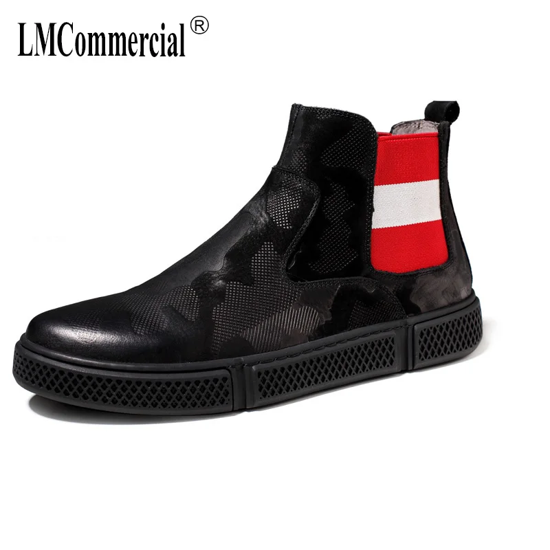 

High top shoes men autumn winter British retro real leather boots men all-match cowhide Chelsea boots mens Martin boots male