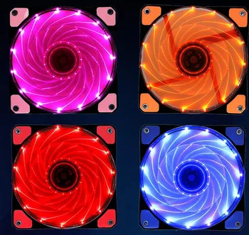 

12V 4Pin & 3Pin 120mm x 25mm 12025 Cool Fashion 15LED 33LED 9 leaves Mute Red Green White Blue Color PC Case System Cooling Fan