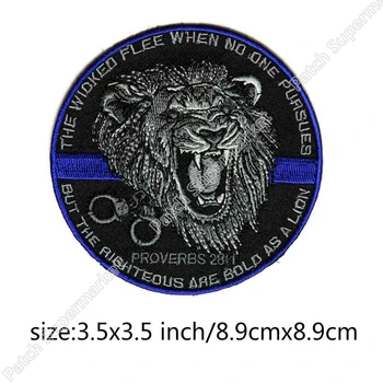 

The Righteous Are Bold As a Lion Slogan BIKER VEST PATCH Iron On Embroidered Motorcycle Badge Proverbs 28 Living Bible TLB