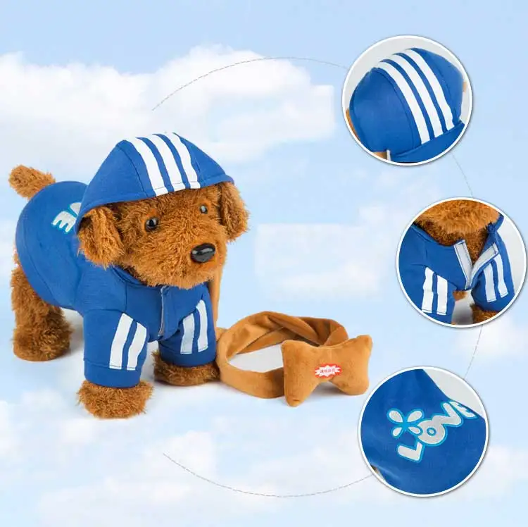 Controle de Som Animais de Estimação Brinquedos de Pelúcia para Crianças Presentes de Aniversário Robô Interativo Eletrônico Pelúcia Andando 72 Canções Trela Cão 9 72 canções trela brinquedos de pelúcia para