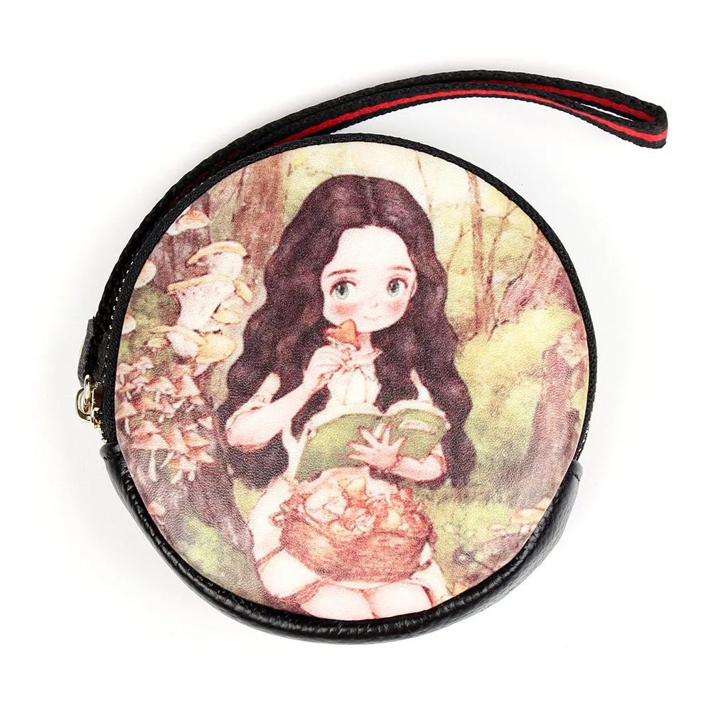 Картина мультфильм аниме натуральная кожа мини брелок-Кошелек для монет для женщин ключ кошелек кулон чехол для ключей сумка на молнии аксессуары