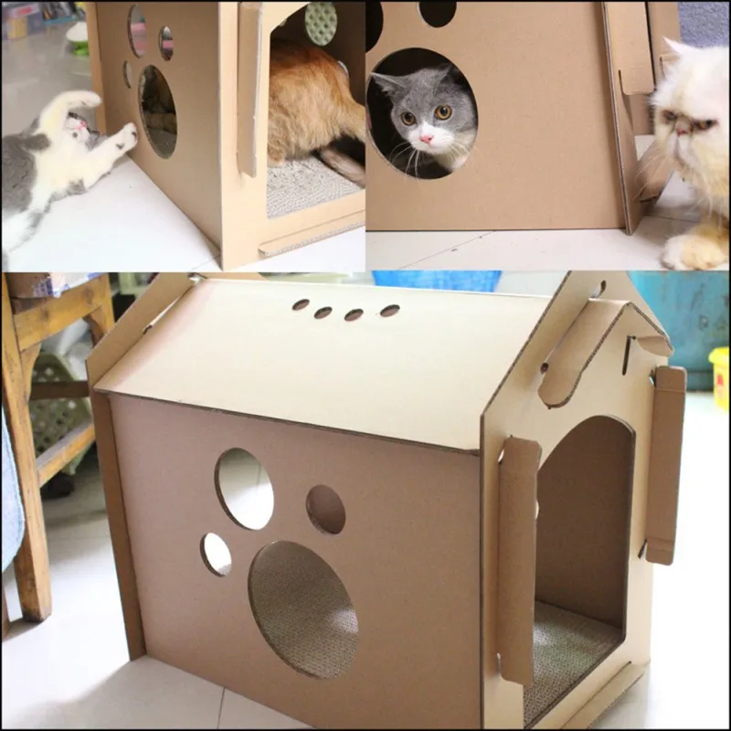 

Japan Style Pet Cats Cute Thicken Scratch Toys Corrugated Paper Carton House for Kitten Durable Scratch Board Cats Toys Supplies