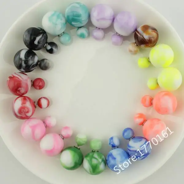 Серьги гвоздики для женщин цветные шарики 10 пар/лот цветов|side earrings|colored ball stud