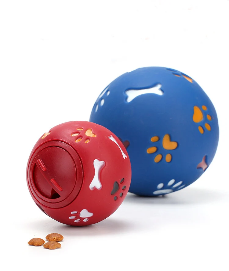 1PC Dog Toys Rubber Ball Chew Dispenser Leakage Food Control Play Balls Interactive Pet Dental Teething Training Toy Blue Red | Дом и сад