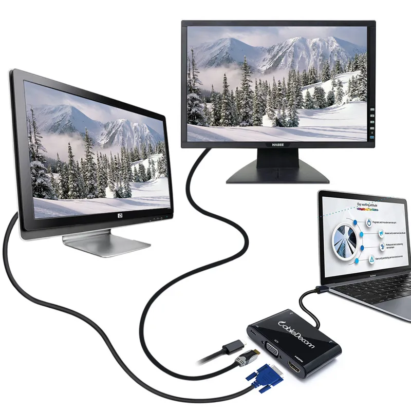 Адаптер thunderbolt 3 для Macbook usb Type C HDMI VGA 1 2 0 многопортовый зарядный кабель| |