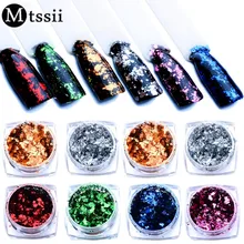 Mtssii 6 Colors Mirror Glitter Silver Gold Nail Sequins Irregular Shinning Aluminum Flakes Nail Art Glitter Powder Paillettes