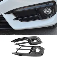 Carbon Fiber ABS Car Front Fog Head Light Lamp Cover Trim For Honda Civic 2016 2017