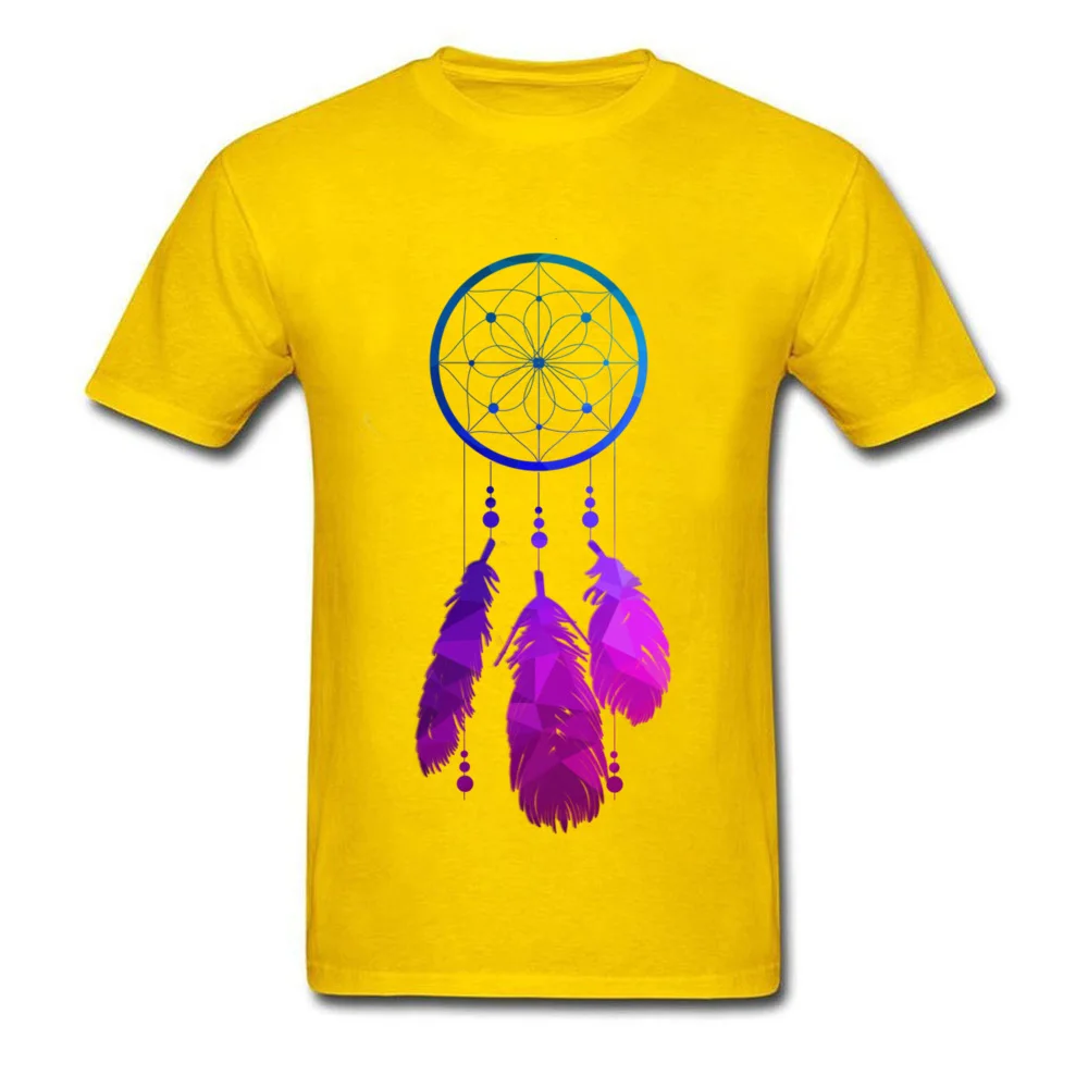 Geo Neon Dreamcatcher Crewneck Top T-shirts Summer/Fall Casual Tops & Tees Short Sleeve Coupons Cotton Fabric Tee-Shirt Adult Geo Neon Dreamcatcher yellow