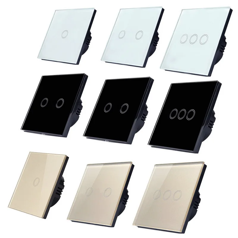 

EU/UK Standard Smart Switch Contorl Home Light Touch Screen Switch Panel 1/2/3 Gang 1 Way Crystal Glass Panel