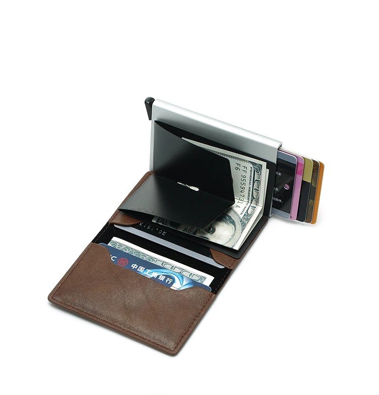 Пастух Противоугонный Мужской винтажный кредитный держатель для Карт RFID блокирующий кошелек кожаный унисекс защитный Алюминиевый металлический кошелек