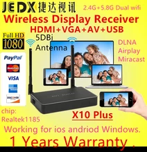 Dual wifi 2.4G+5G,HD 1080P Airplay Wifi Display TV Box Receiver HDMI+VGA+AV Miracast DLNA Easy Sharing for Android IOS WINDOWS