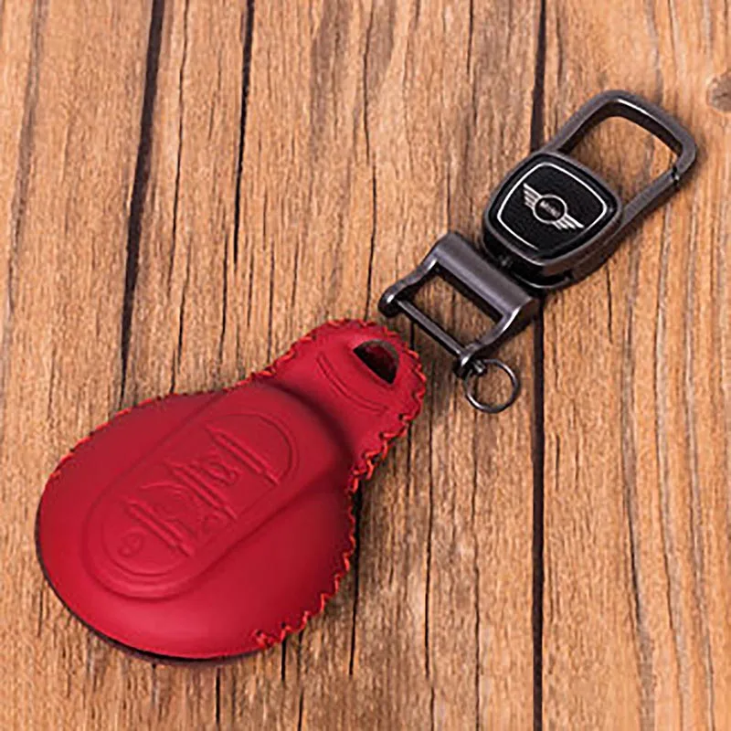 Мини-брелок для ключей с дистанционным управлением, чехол, первый слой кожи для Mini Cooper Gen3 hatch countryman F54 F55 F56 F57 F60 - Название цвета: Red Wing