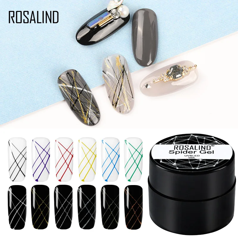 ROSALIND Nails 5ml Spider Gel Nail Polish Set For Manicure Point To Line Drawing And Painting Decor