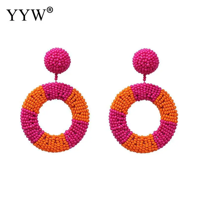 

YYW Colorful Beads Star Earrings For Women Handmade Ear Accessories Big Drop Dangle Earrings Bohemian Jewelry Wholesale Ins