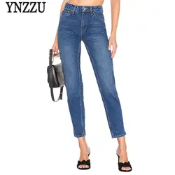YNZZU 2019 новые весенние модные женские джинсы европейский стиль с высокой талией свободные прямые джинсы для мам женские джинсовые брюки YB266