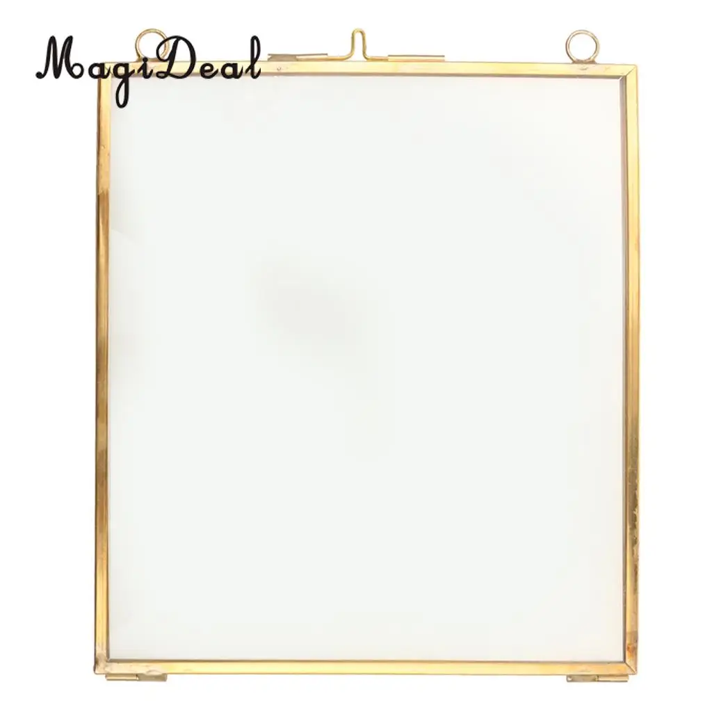 MagiDeal Antique Brass Glass Picture Photo Frame Hanging Retro Portrait 5.5 x 6.3` for Desktop Home Art Decor Frame For Pictures