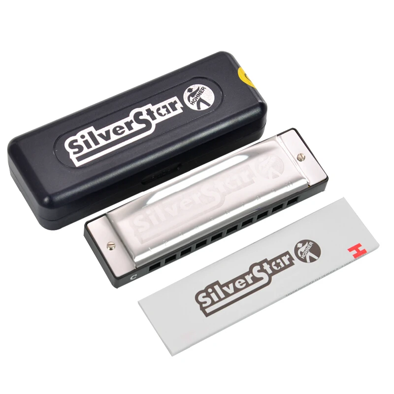 حار بيع 10 الثقوب هارمونيكا Hohner نجمة فضية مفتاح من C البلوز القيثارة أداة عزف موسيقى الفم الجهاز سلم موسيقي Gaita الأكورديون
