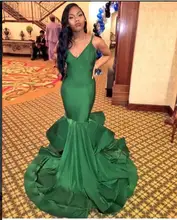2017 Sexy Abendkleid für Schwarze Frauen Abendkleider Meerjungfrau grün V-ausschnitt Neue Ankunft Preiswerte Lange Abschlussball-kleider Party Kleid kleid