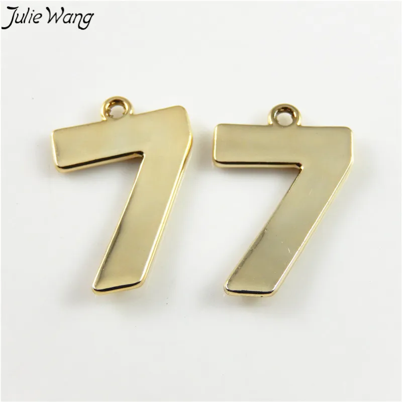 

Julie Wang 15PCS Stunning Gold Color Lucky Number 7 Alloy Pendant Charm Making Women Men Bracelet Keychain Earring Finding Gift
