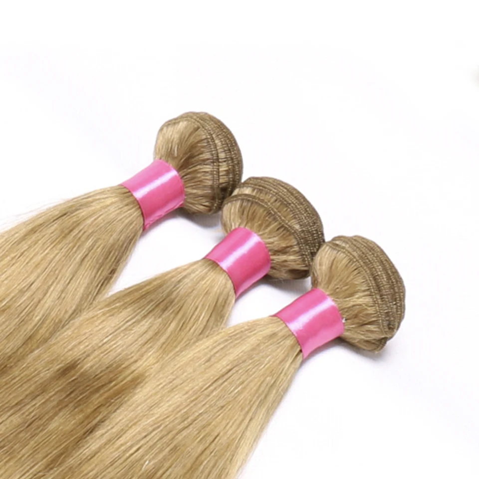 CHLOE волос Цвет 27 Мёд блондинка бразильский прямые волосы человеческих волос Связки 10-26 дюймов-Remy цельнокроеное платье