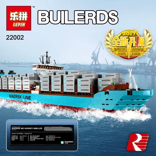

Lepin 22002 1518Pcs Technic Series The Maersk Cargo Container Ship Set Educational Building Blocks Bricks Model Toys Gift 10241