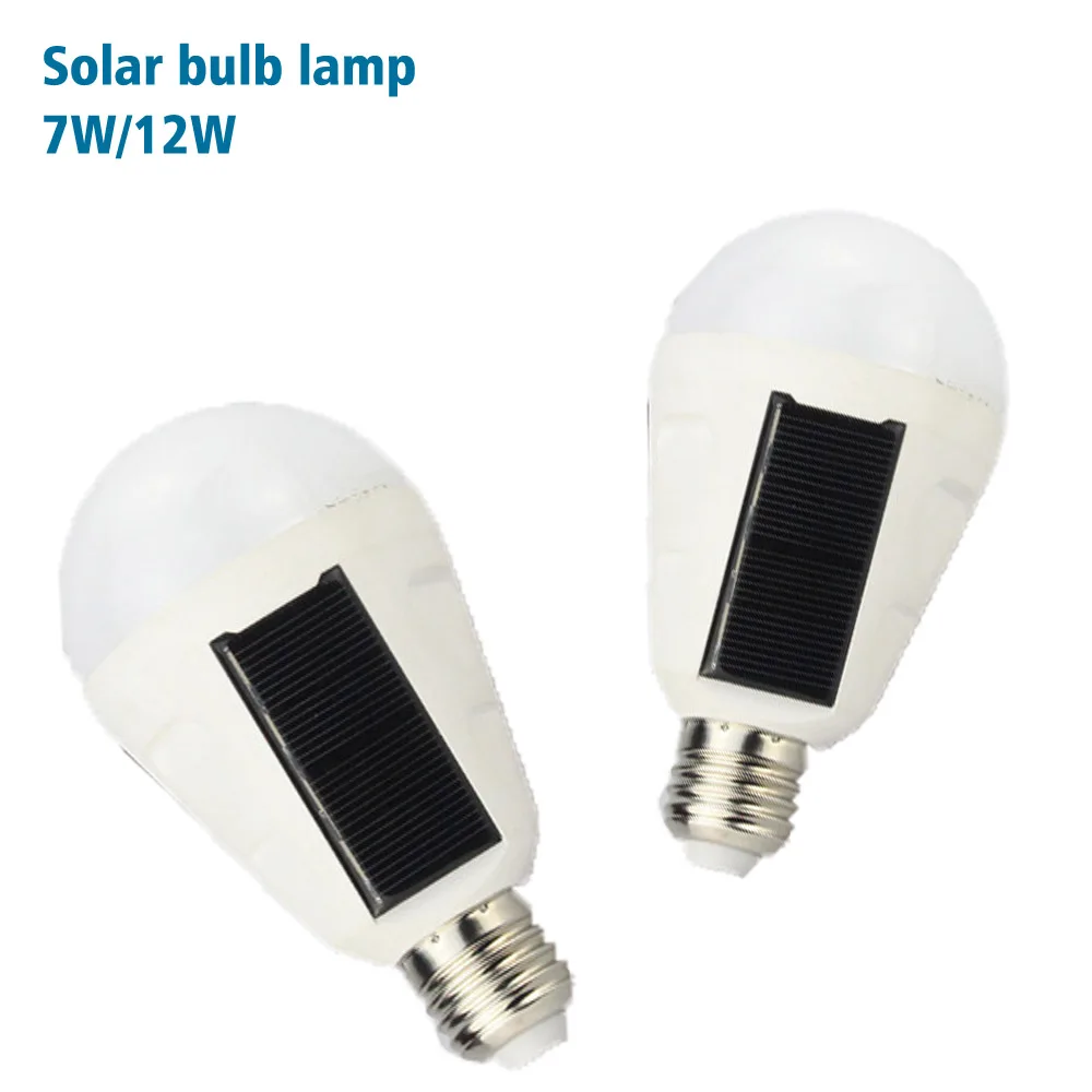 

Portable E27 Rechargeable LED Solar lamp 7W 12W 85V-265V Smart Power Outages Emergency Bulb Camping Hiking Fishing Outdoor light