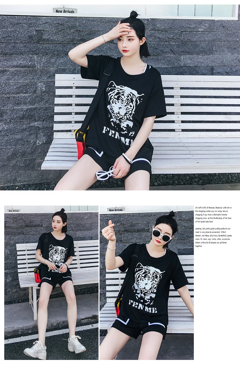 Lyseacia 3で1フィットネス服女性夏ヨガトラック緩いスポーツウェアタイガーパターンtシャツスポーツブラジャーエクササイズショーツ Aliexpress
