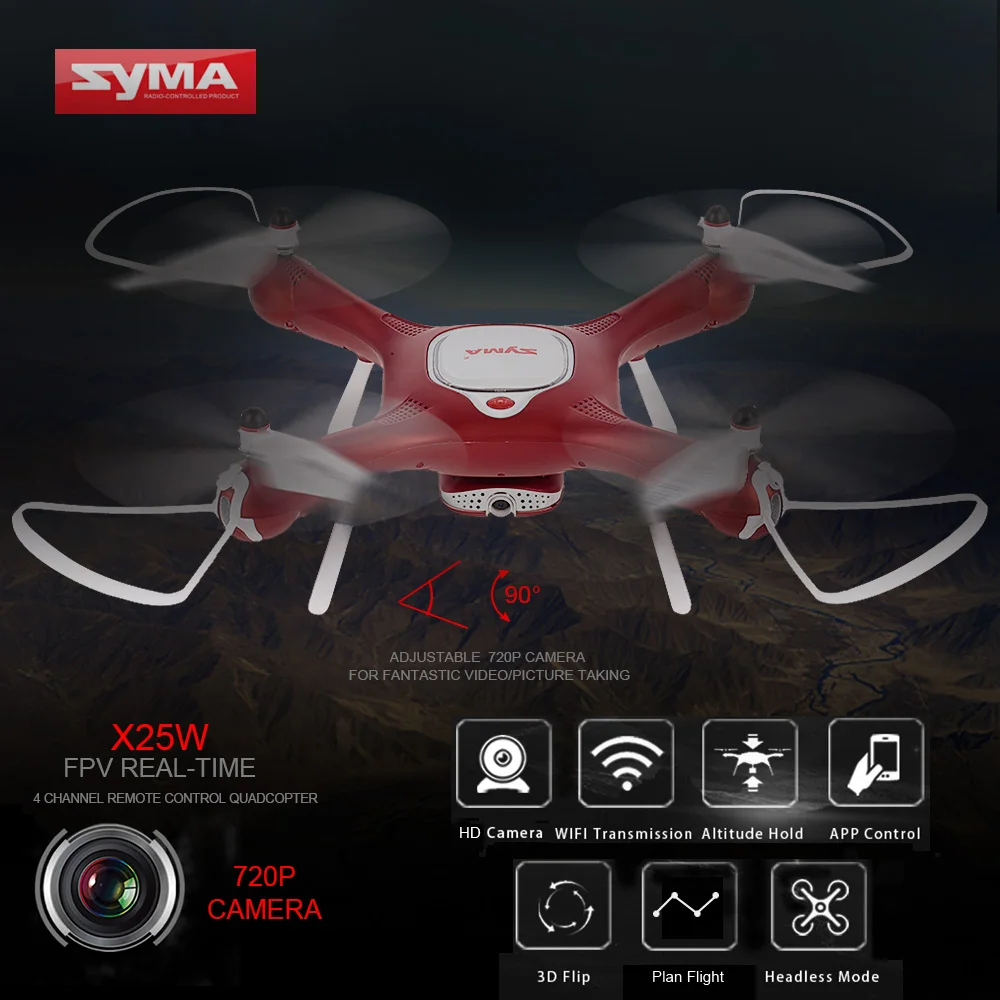 Оригинальный Дрон Syma X25W Wi Fi FPV регулируемая камера 720P оптическое