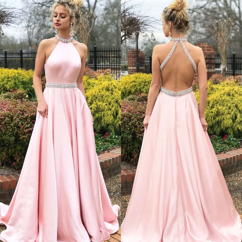 Платье на бретельках с кристаллами, длинное платье, вечерняя одежда, свадебная одежда, Vestidos, сексуальное Макси платье с открытой спиной, женское летнее платье, элегантный Pro - Цвет: Розовый