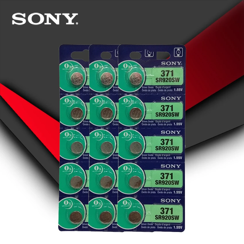 5 шт. Sony 371 SR920SW 920 1,55 в батарея для часов SR920SW 371 Кнопка монетница Сделано в Японии