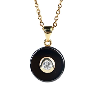 Розовое золото круглый кулон ожерелье Плюс Большой Кристалл Стразы гладкое керамическое ожерелье Свадебные украшения подарок с бесплатной цепочкой - Окраска металла: Gold Color