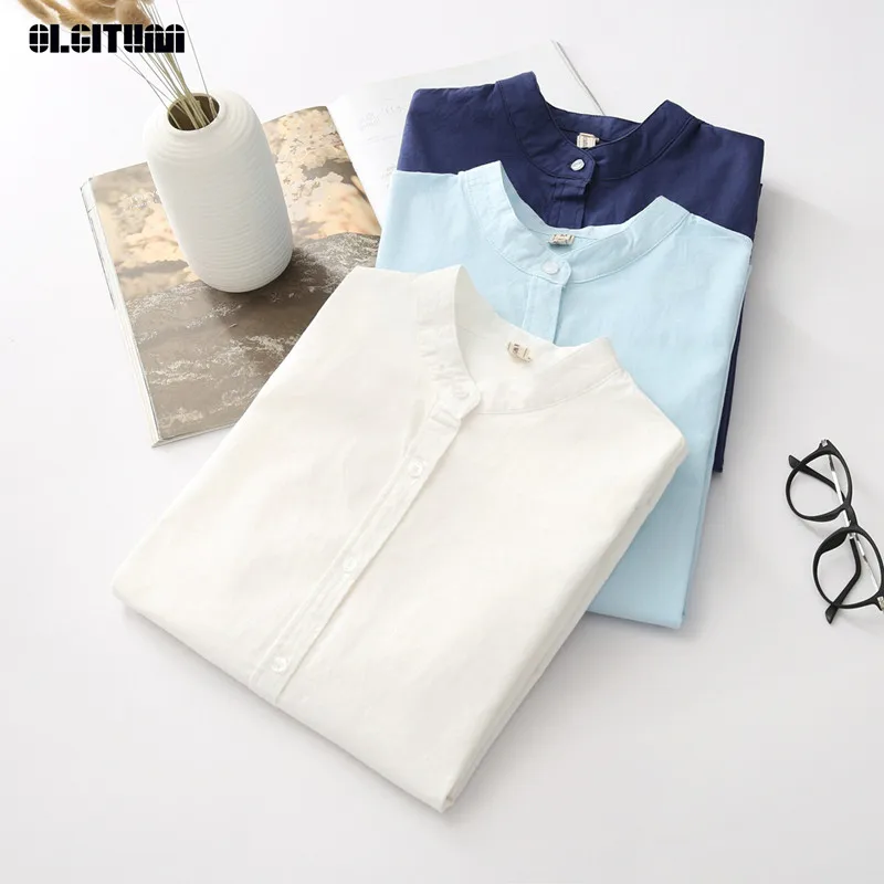 

High Quality White Blue Women Oxford Shirts Casual Long Sleeve Women Office Wear 2019 Blouse Shirts Female Tops Plus Size